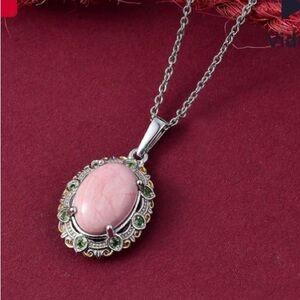 Karis Oregon Peach Opal and Chrome Diopside 4.20 ctw Floral Pendant